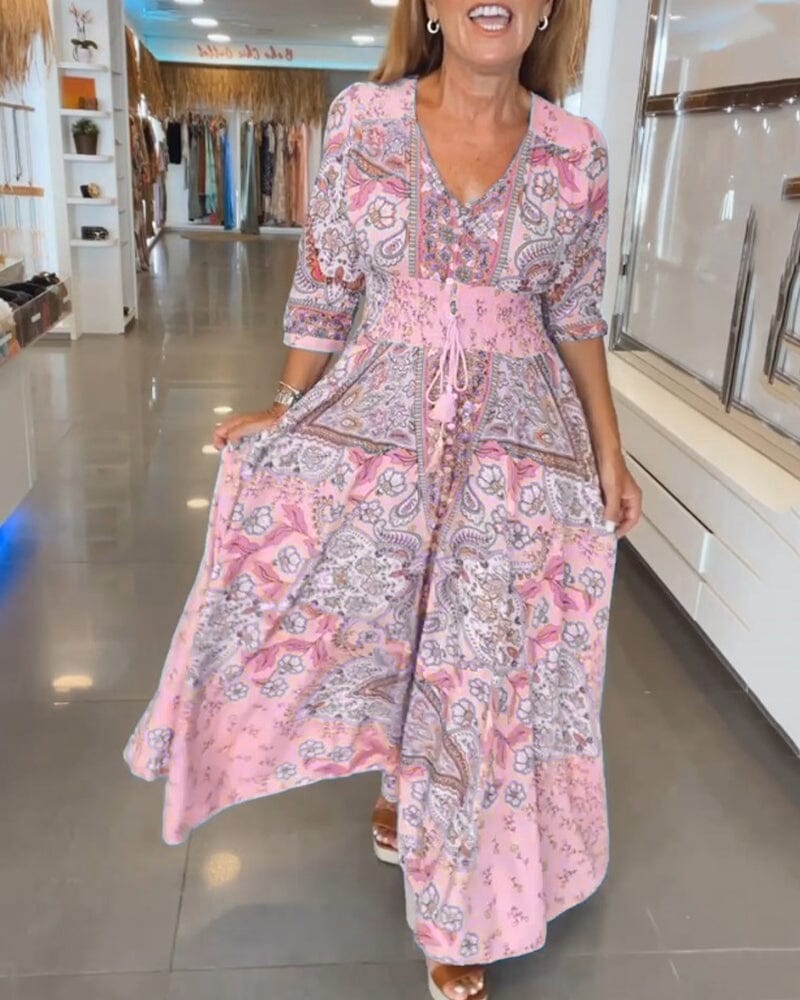 Fenna | Flowing Boho Print Dress