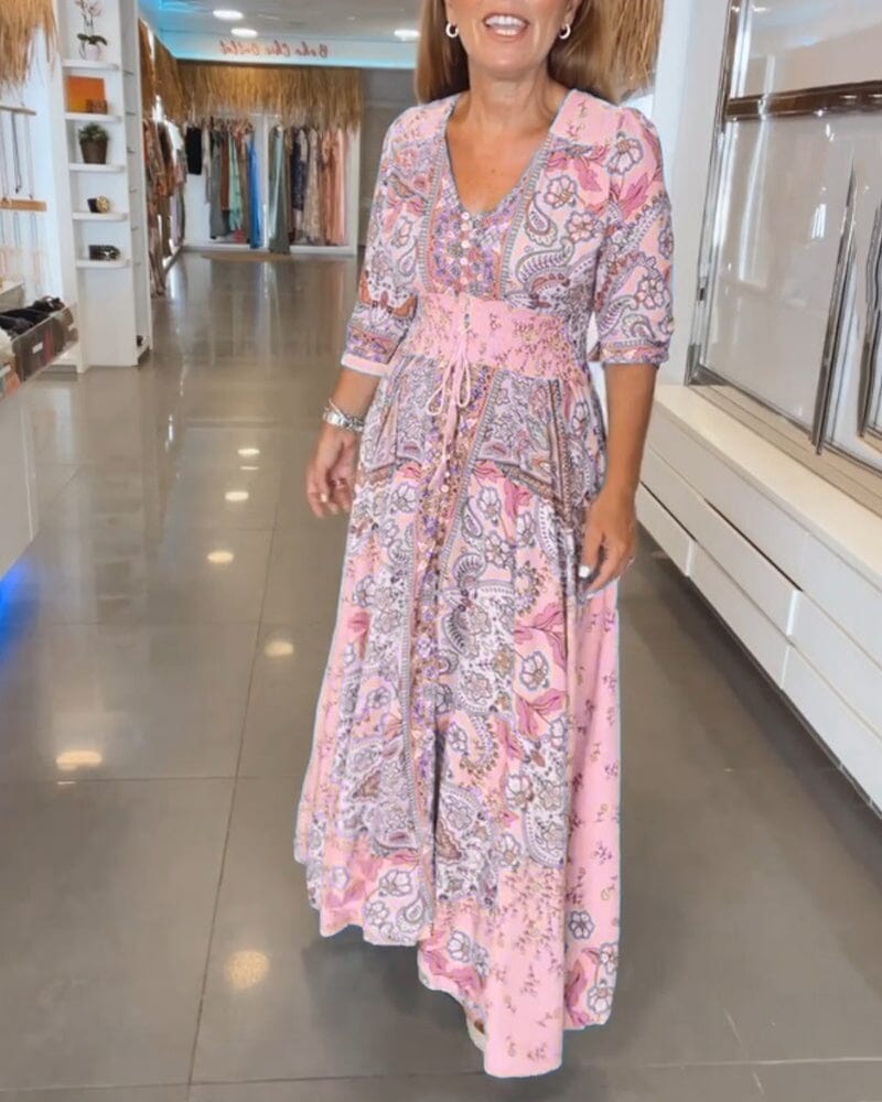 Fenna | Flowing Boho Print Dress