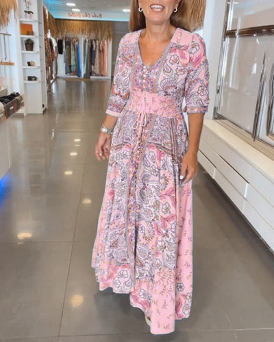 Fenna | Flowing Boho Print Dress