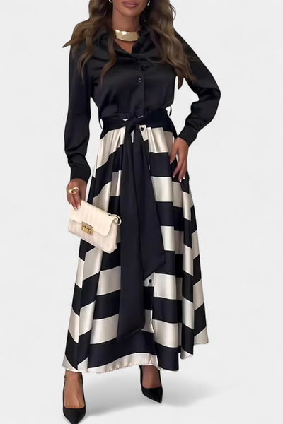 Byron | Striped Maxi Shirt Dress with Belt