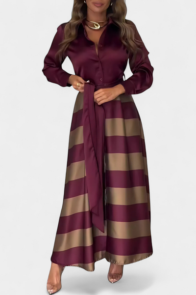 Byron | Striped Maxi Shirt Dress with Belt