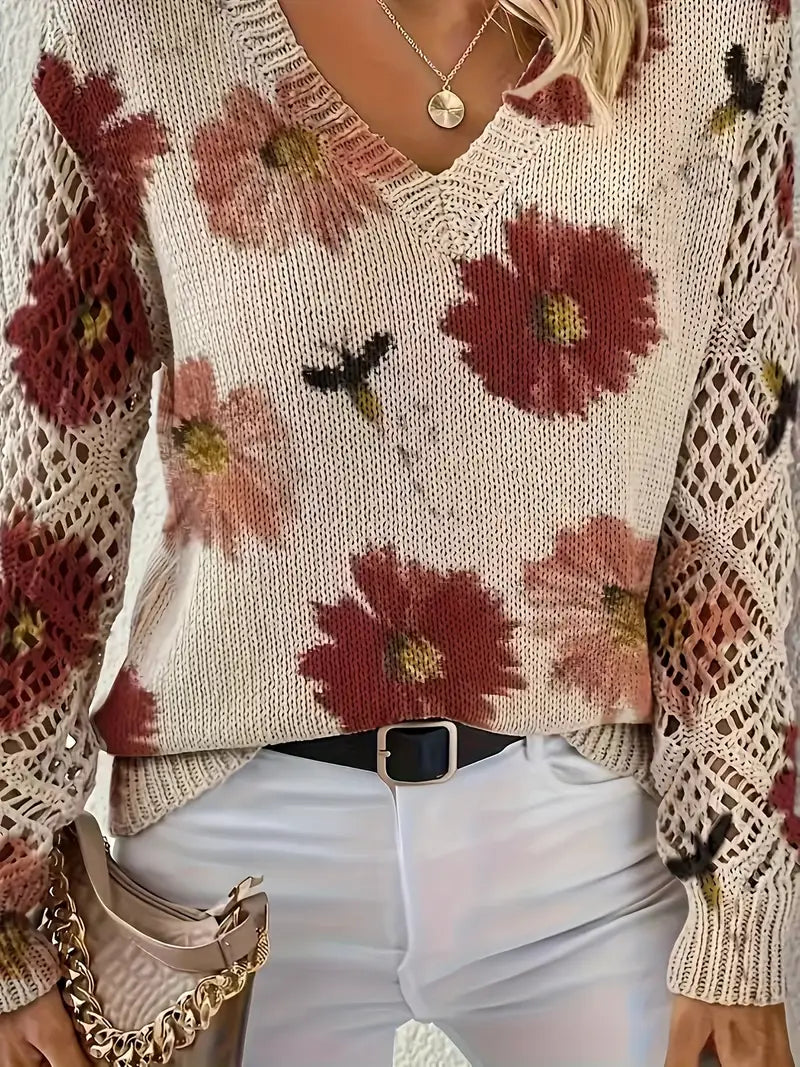 Camellia | Floral V-Neck Sweater