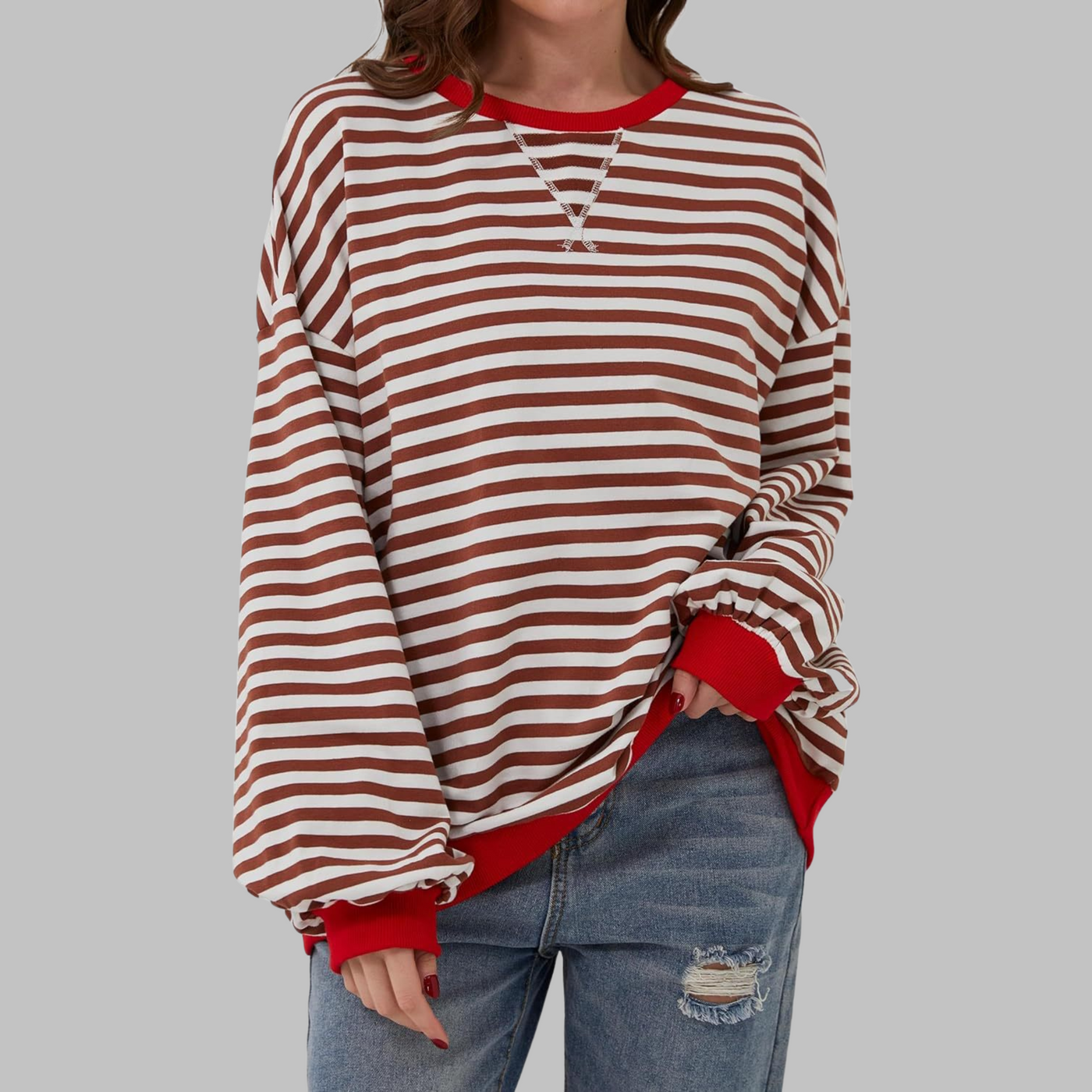 Nola | Striped Crewneck Sweatshirt”