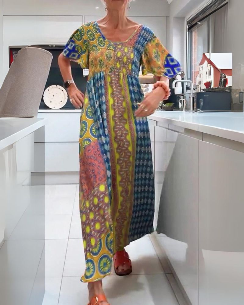 Livia-Rea | Colourful Patchwork Maxi Dress