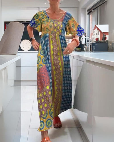 Livia-Rea | Colourful Patchwork Maxi Dress