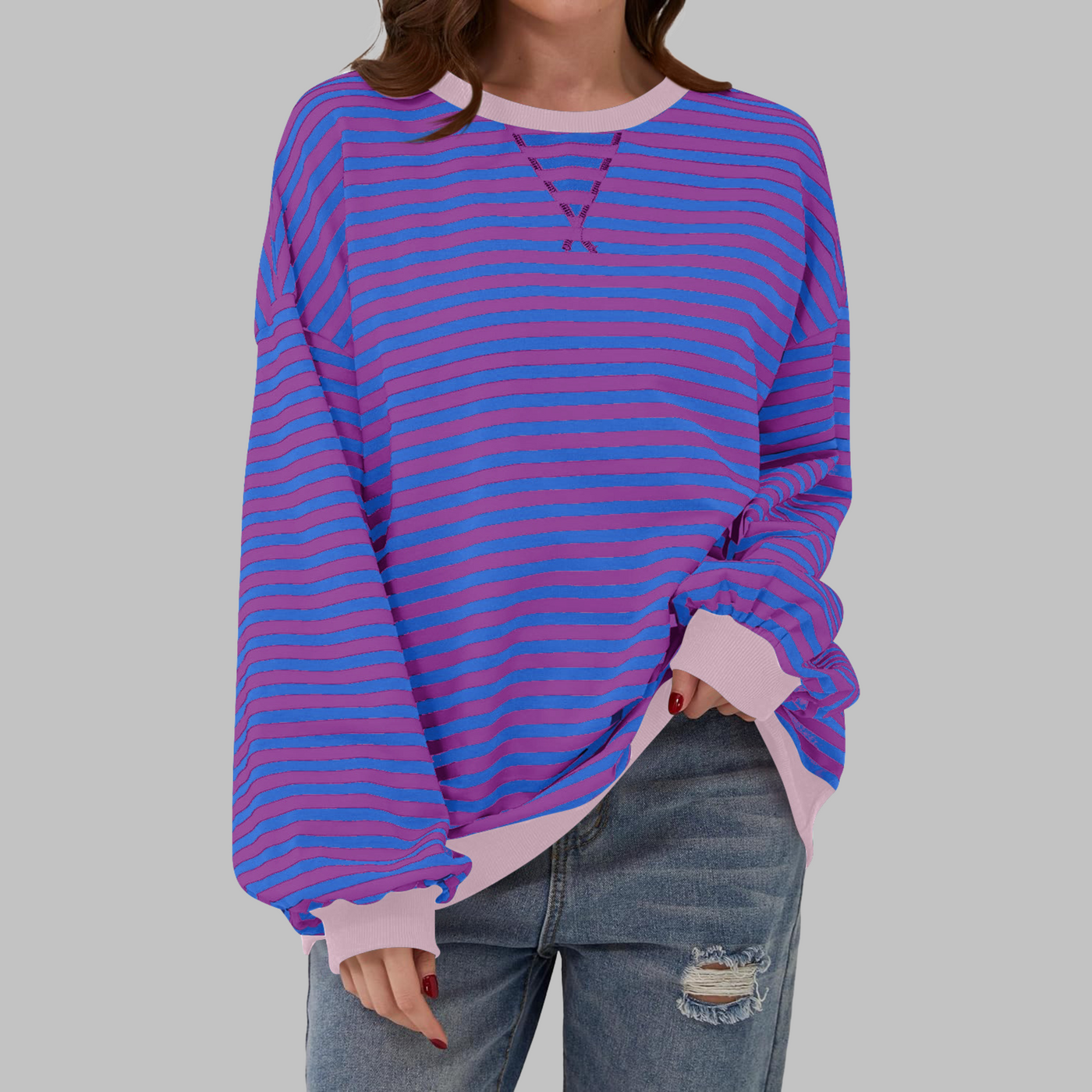 Nola | Striped Crewneck Sweatshirt”