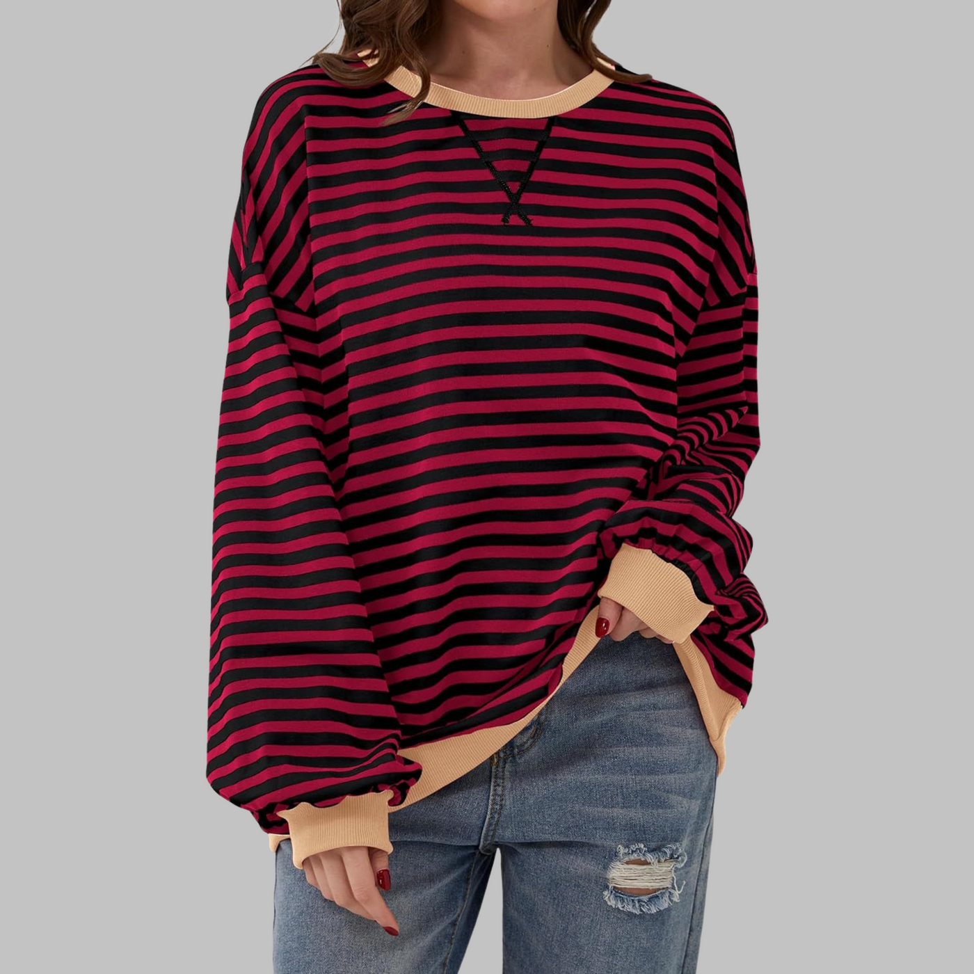 Nola | Striped Crewneck Sweatshirt”