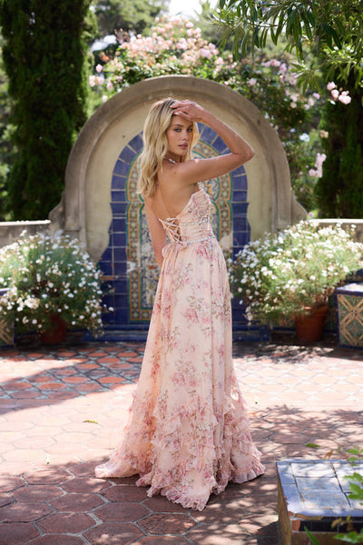 The Rachel Dress in Peach Tapestry
