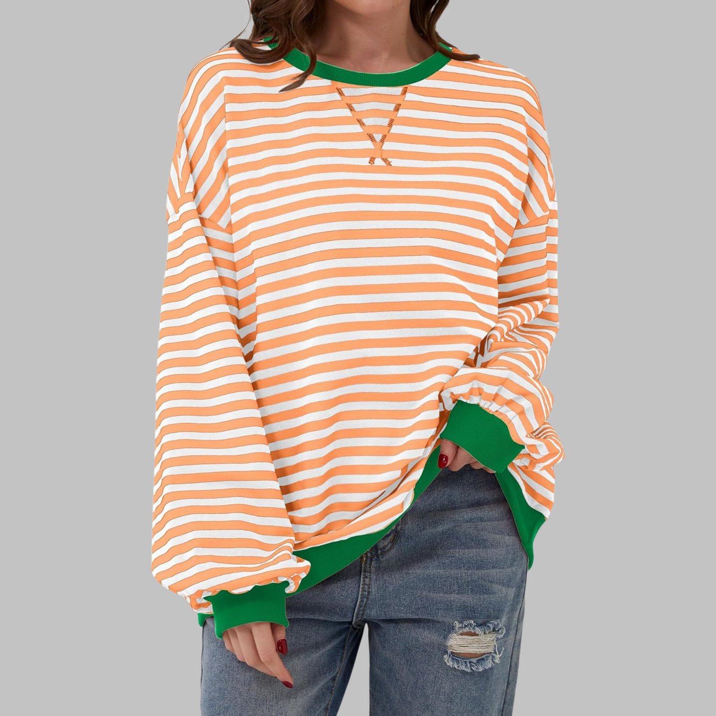 Nola | Striped Crewneck Sweatshirt”