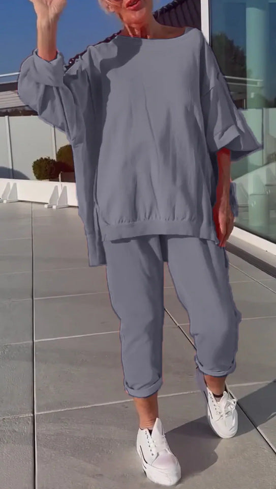 Nahla | Women’s Two-Piece Set – Round Neck Shirt & Pants