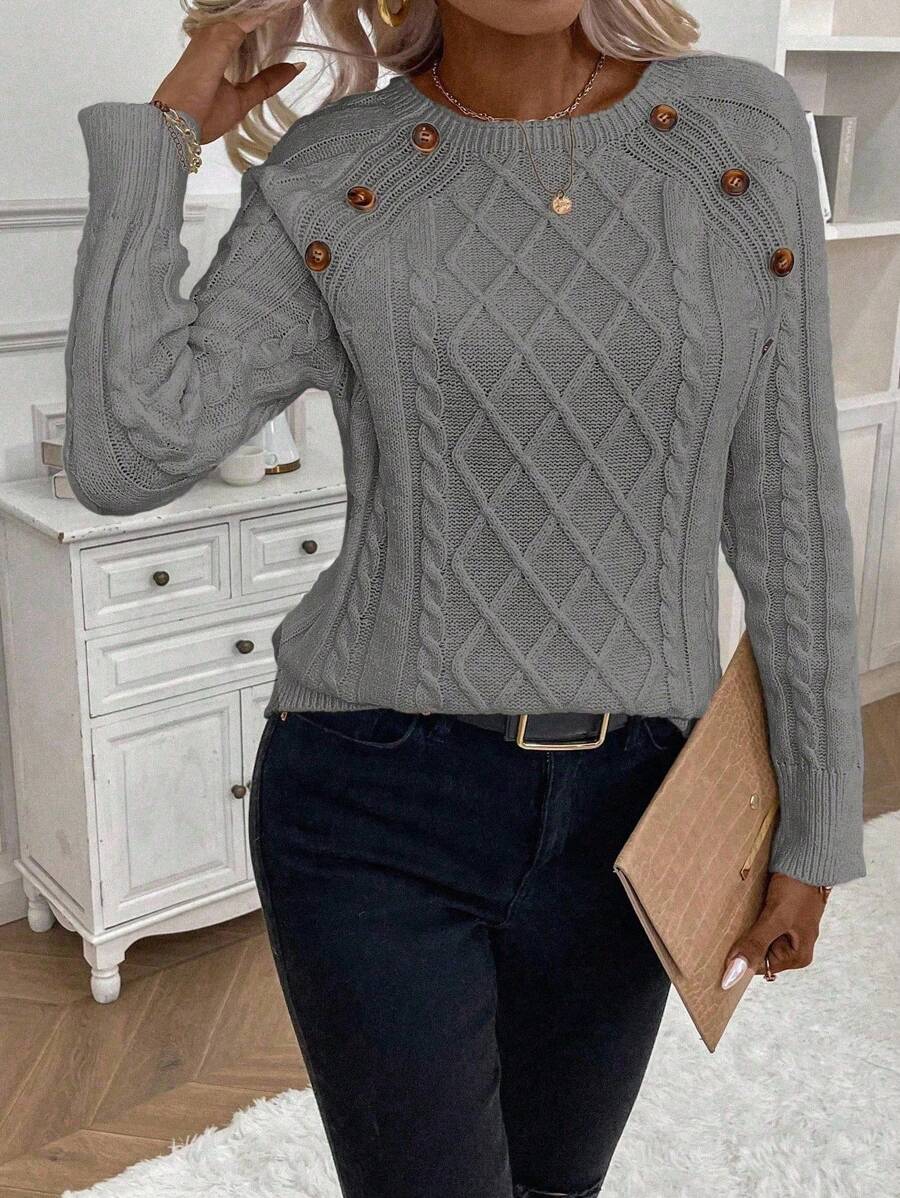 Eira | Button-Detail Cable Jumper