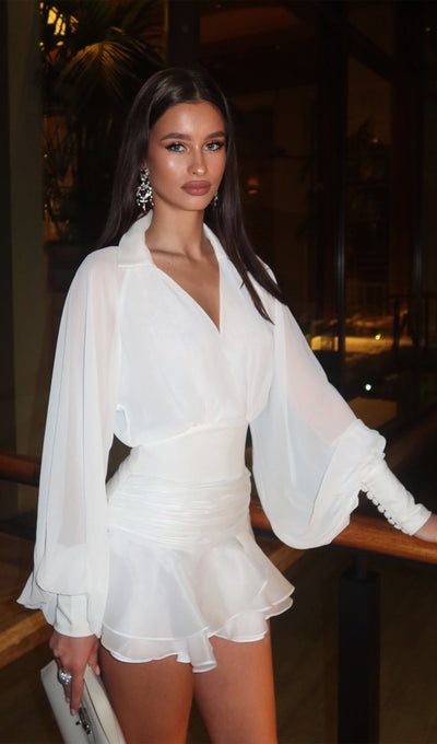 Lioré | Solid puff sleeve mini dress