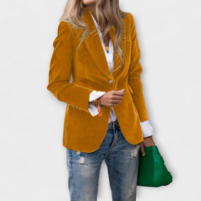Ally – Velvet Blazer with Luxe Gold Details