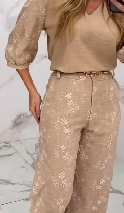 Celeste | Timeless Suit with Embroidered Accents