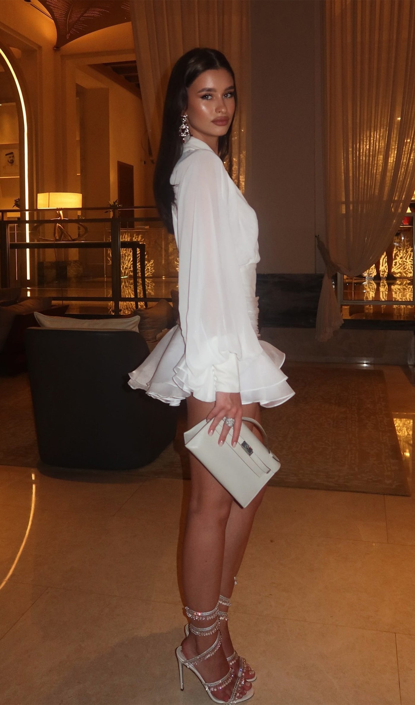 Lioré | Solid puff sleeve mini dress