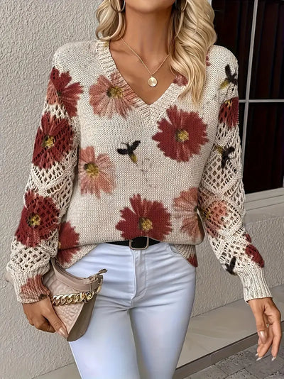 Camellia | Floral V-Neck Sweater