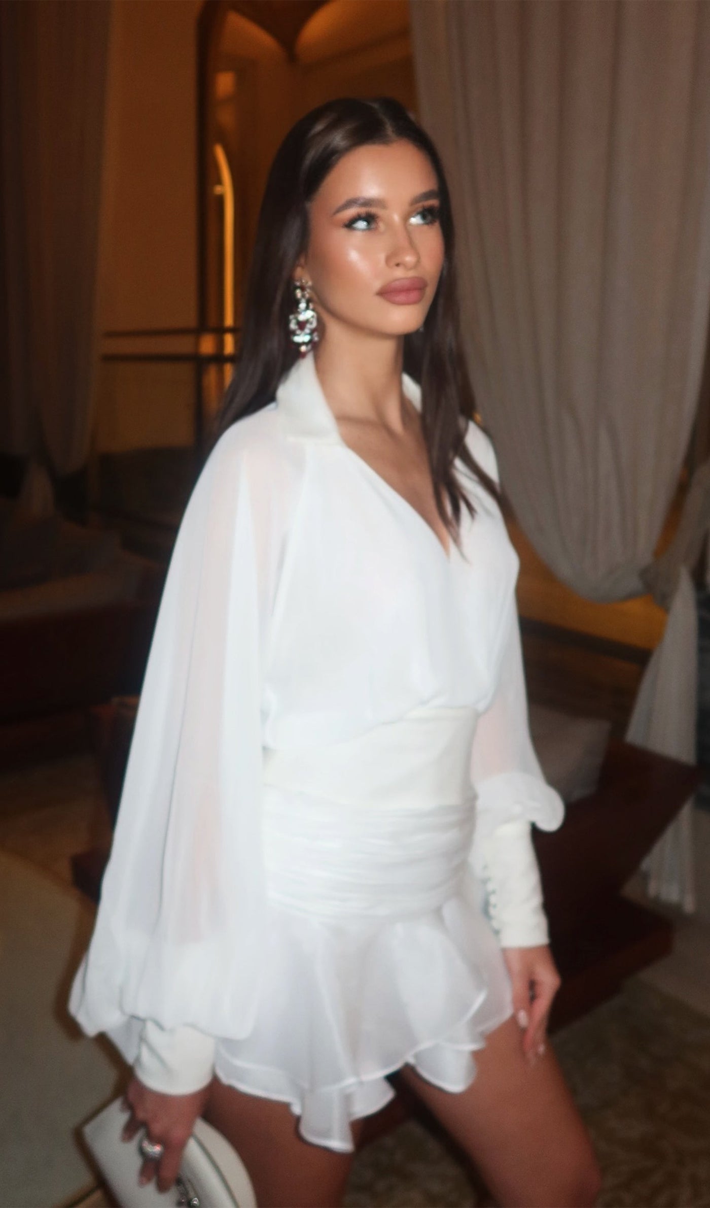 Lioré | Solid puff sleeve mini dress