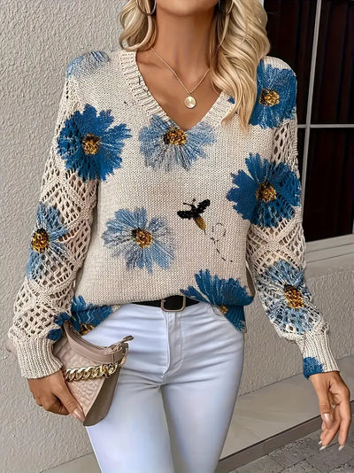 Camellia | Floral V-Neck Sweater