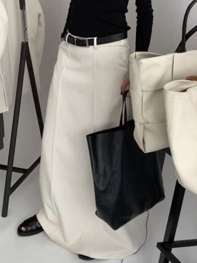 Elise | Stylish H-Line Solid Color Skirts Bottoms