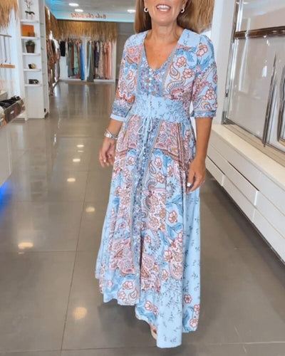 Fenna | Flowing Boho Print Dress