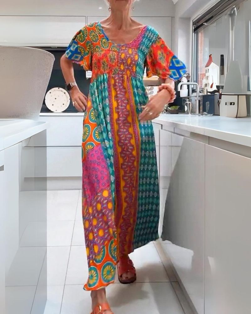 Livia-Rea | Colourful Patchwork Maxi Dress