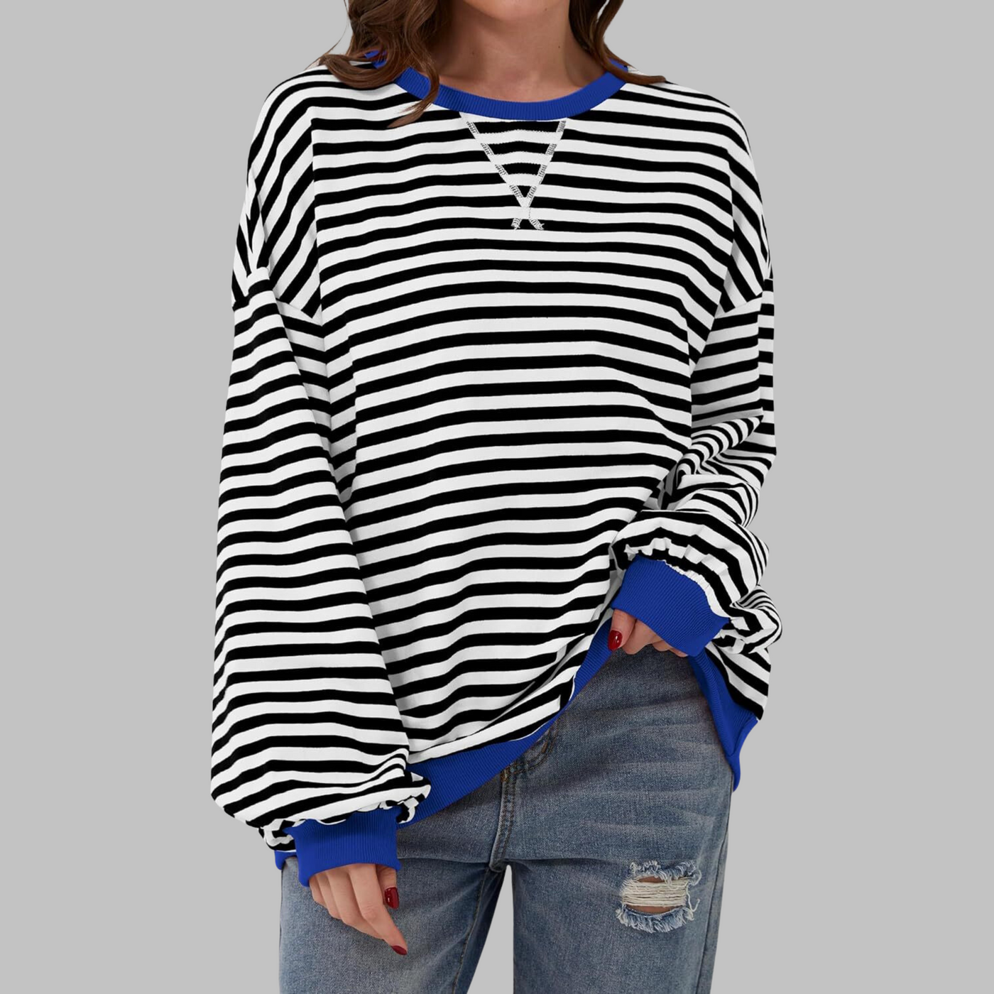 Nola | Striped Crewneck Sweatshirt”