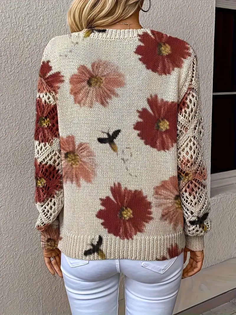 Camellia | Floral V-Neck Sweater