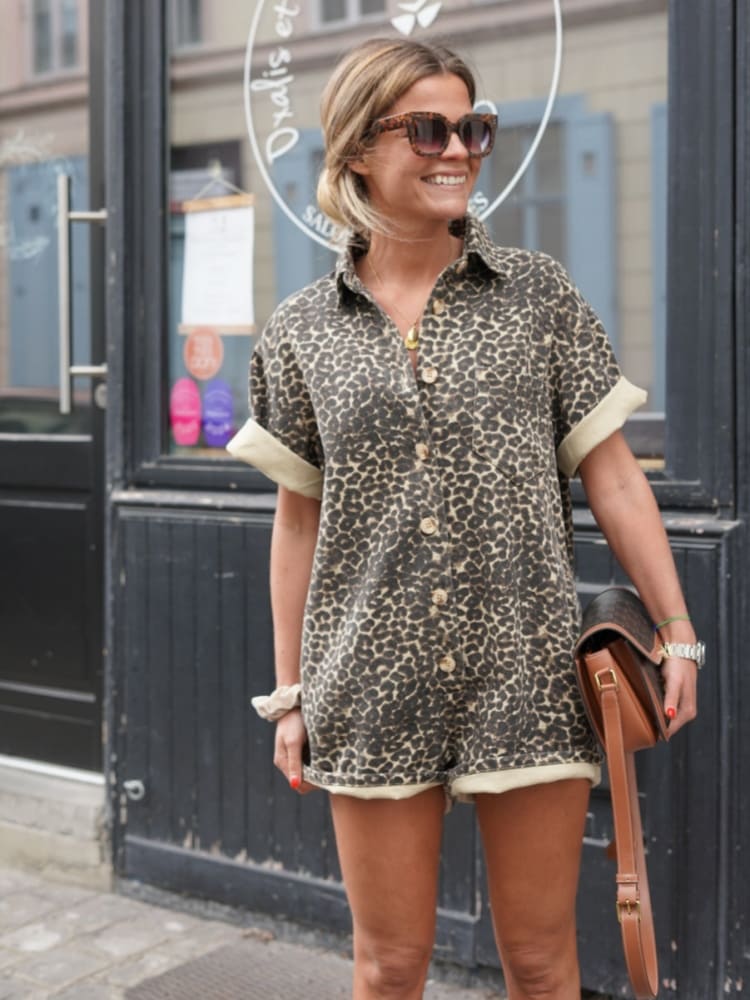 Nonette™ | Leopard Print Shirt Dress