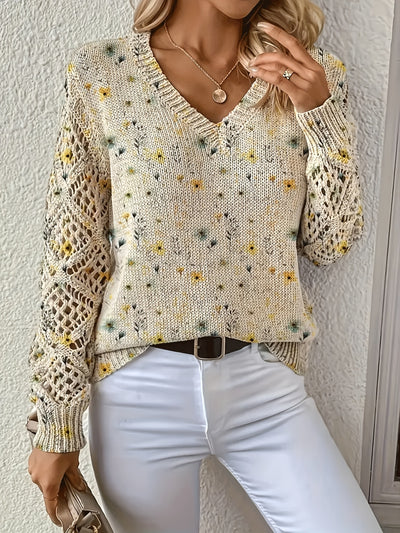 Camellia | Floral V-Neck Sweater