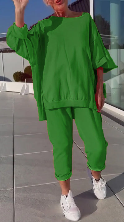 Nahla | Women’s Two-Piece Set – Round Neck Shirt & Pants