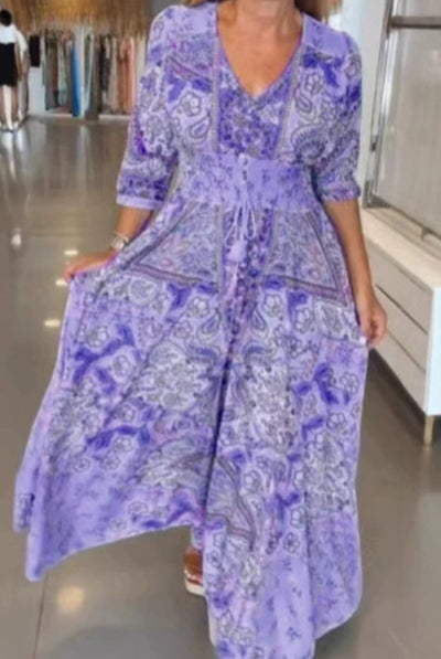 Fenna | Flowing Boho Print Dress