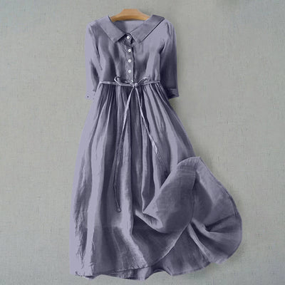 Ella – Elegant Short-Sleeve Dress with Waist Tie