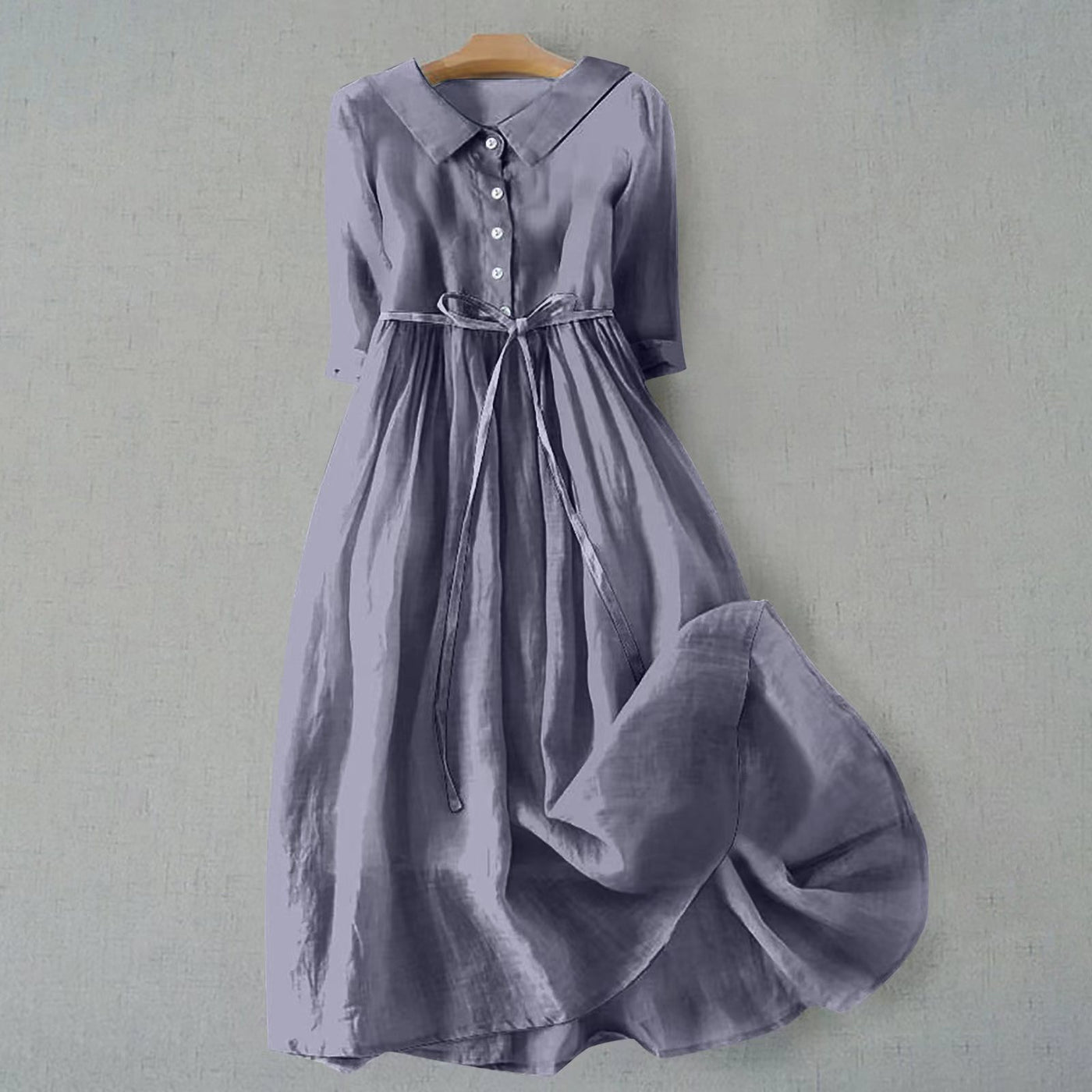 Ella – Elegant Short-Sleeve Dress with Waist Tie