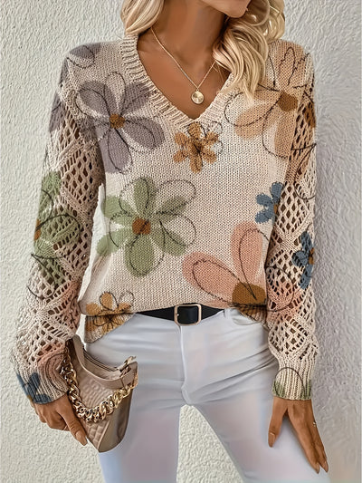 Camellia | Floral V-Neck Sweater