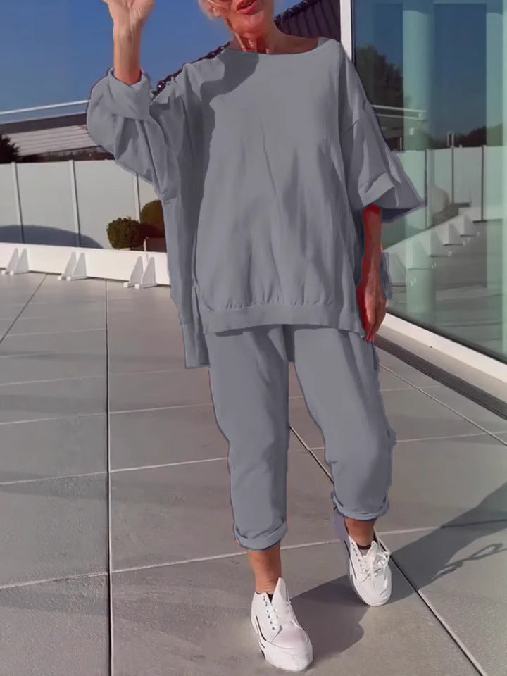 Nahla | Women’s Two-Piece Set – Round Neck Shirt & Pants