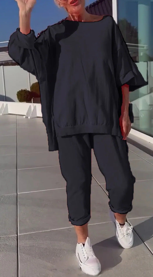 Nahla | Women’s Two-Piece Set – Round Neck Shirt & Pants