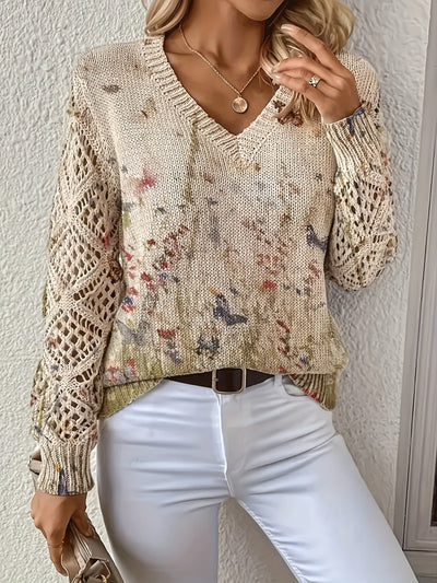 Camellia | Floral V-Neck Sweater