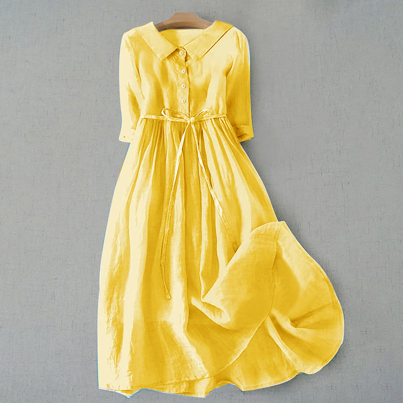 Ella – Elegant Short-Sleeve Dress with Waist Tie