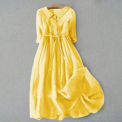 Ella – Elegant Short-Sleeve Dress with Waist Tie