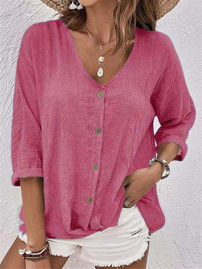 Layla | Button-Front V-Neck Blouse
