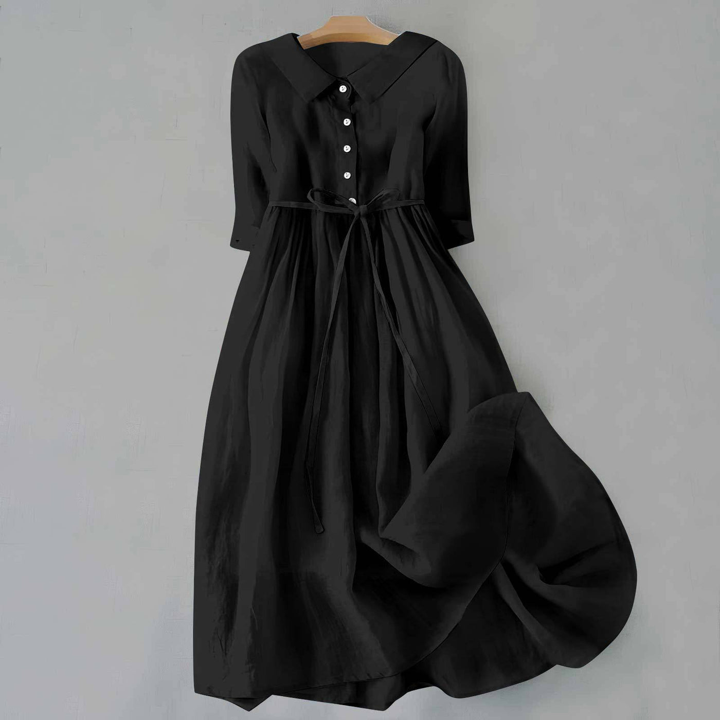 Ella – Elegant Short-Sleeve Dress with Waist Tie