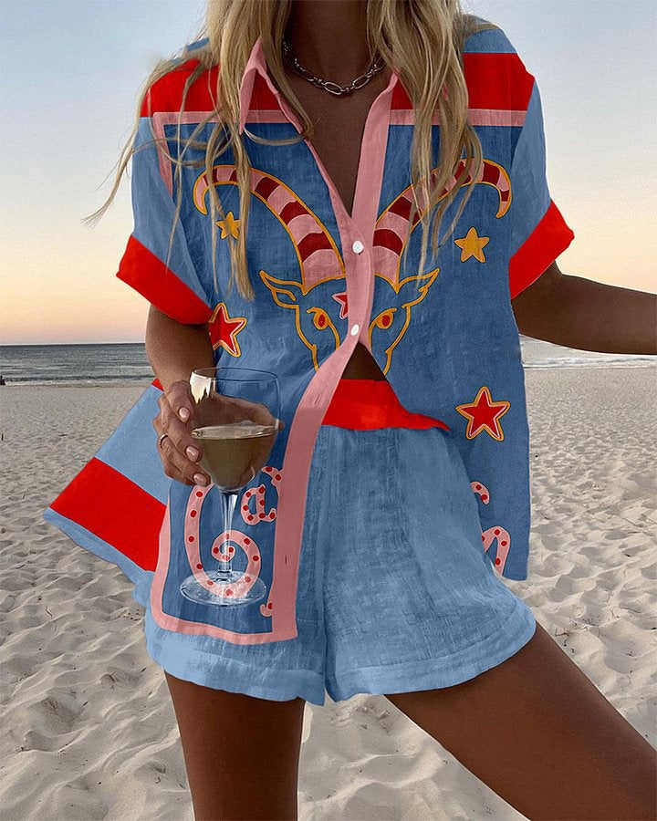 Jorelle | Short playsuit with goat print