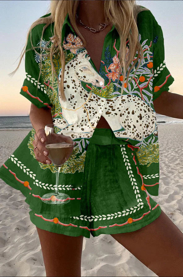 Jorelle | Short playsuit with goat print