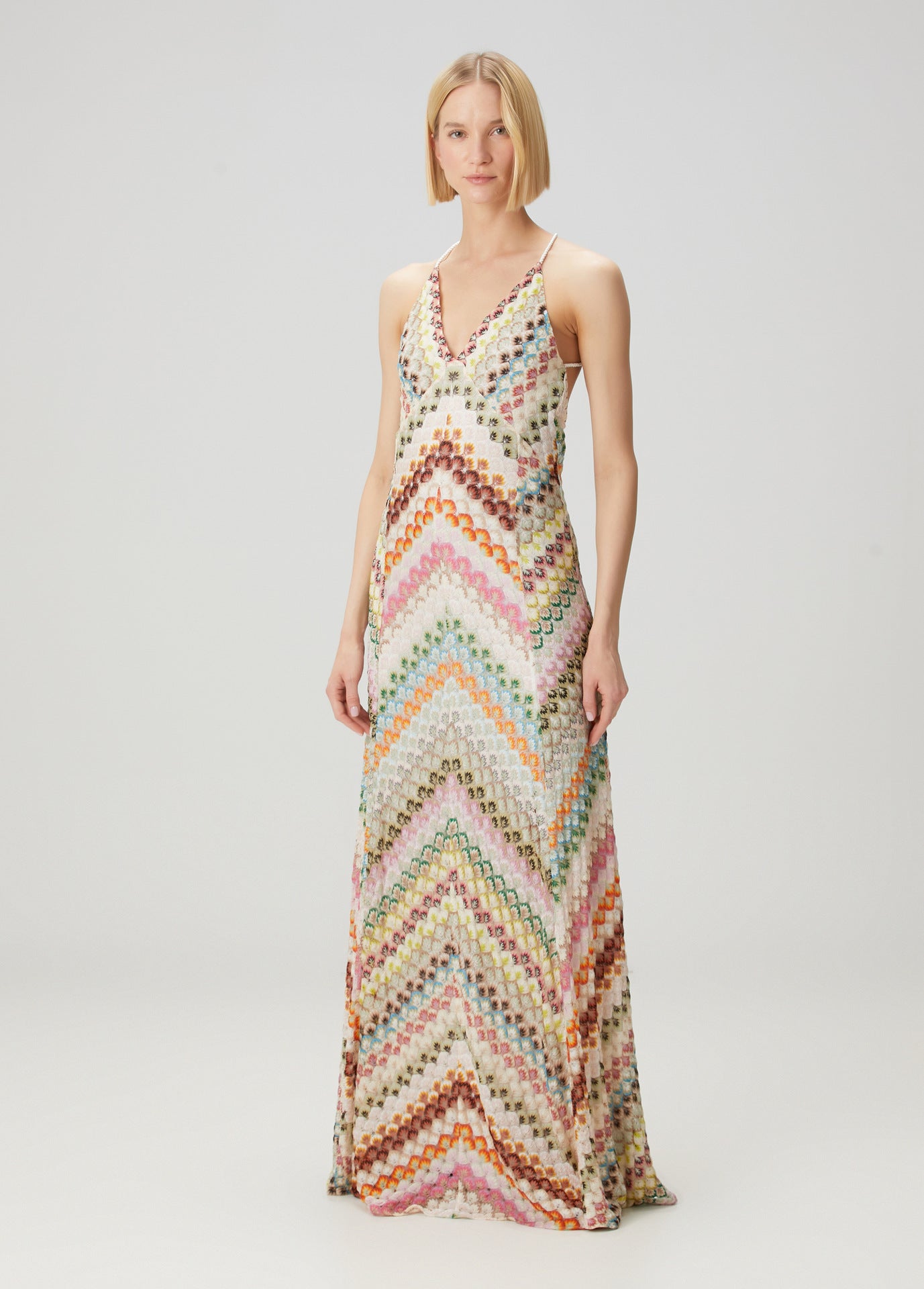 Naya | Long Dress with V-Neck and Zigzag Pattern