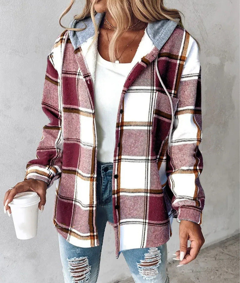 Carol | Plaid Hooded Shacket