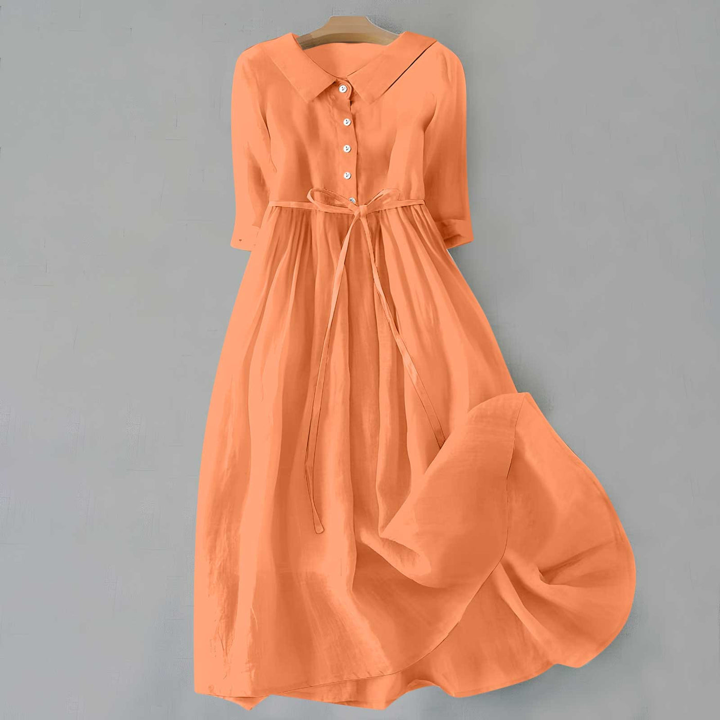 Ella – Elegant Short-Sleeve Dress with Waist Tie