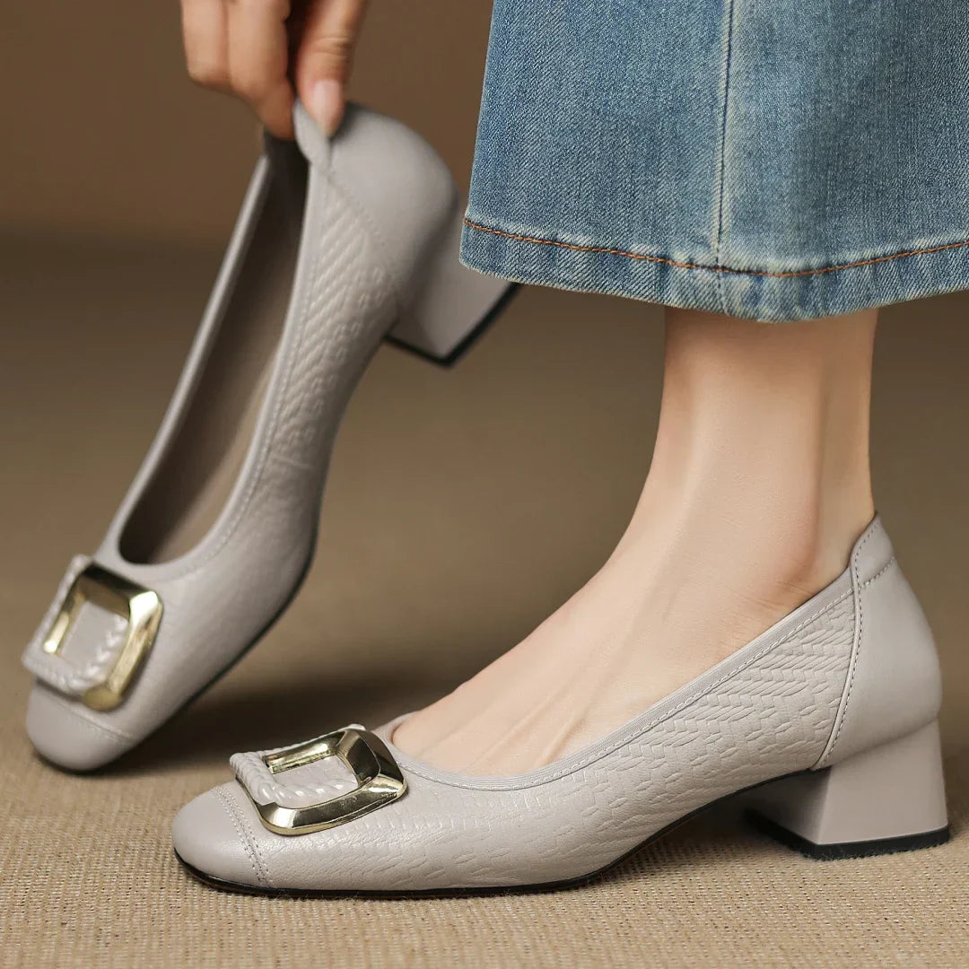 Evangeline | Chic Buckle Block Heels