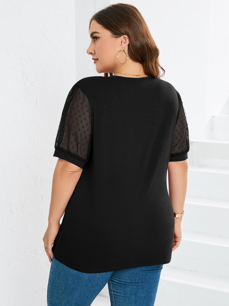 Noelle | Chic Sheer-Sleeve V-Neck Top