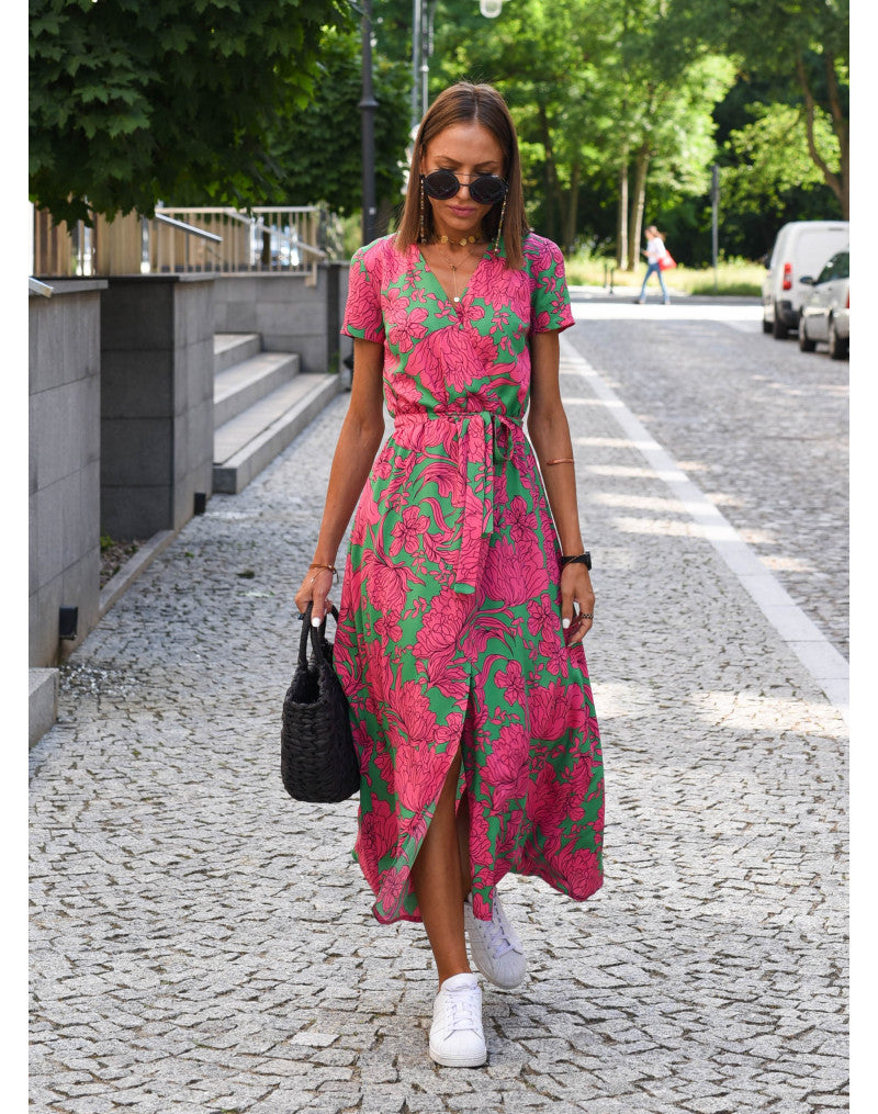 Sky – Floral Wrap-Style Midi Dress