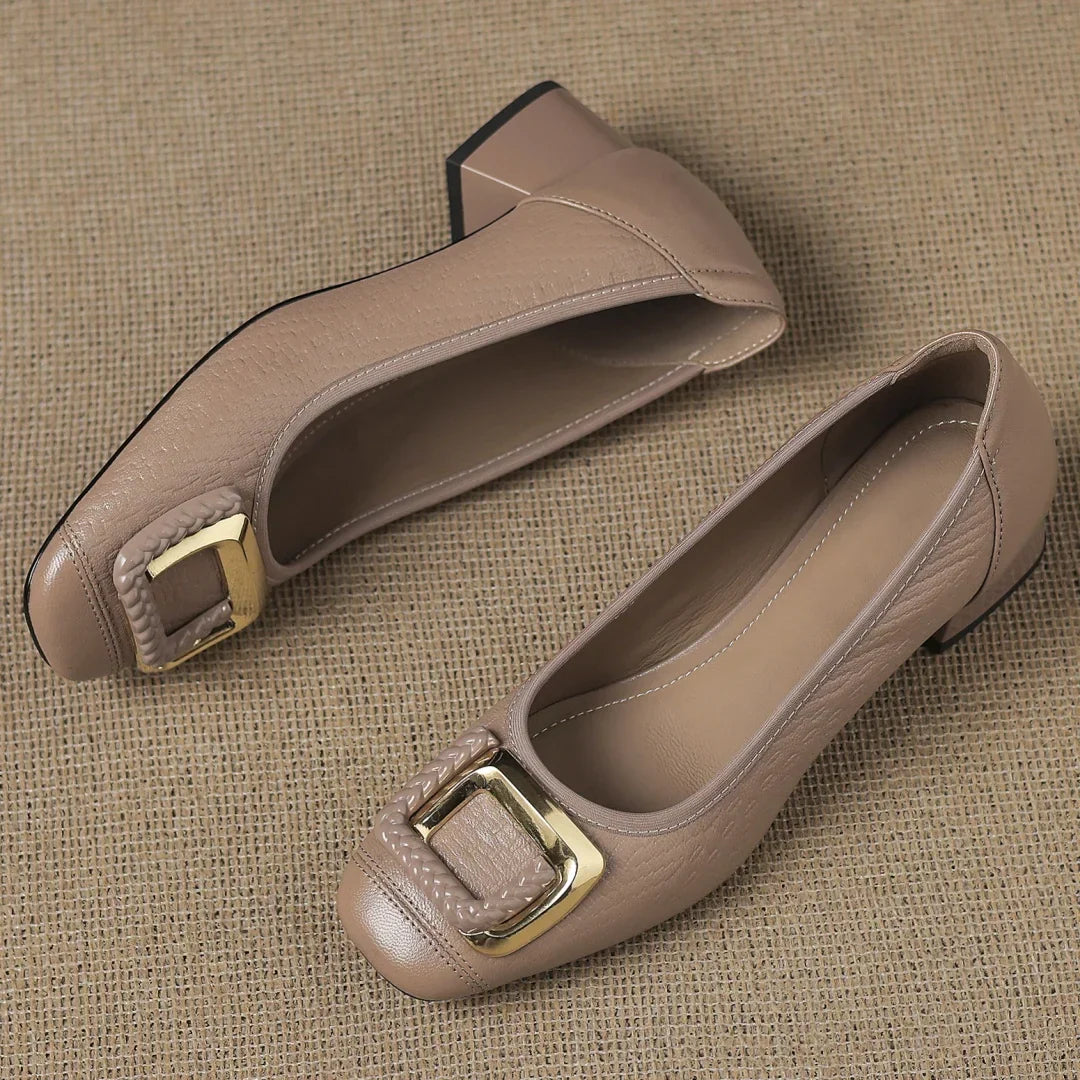 Evangeline | Chic Buckle Block Heels